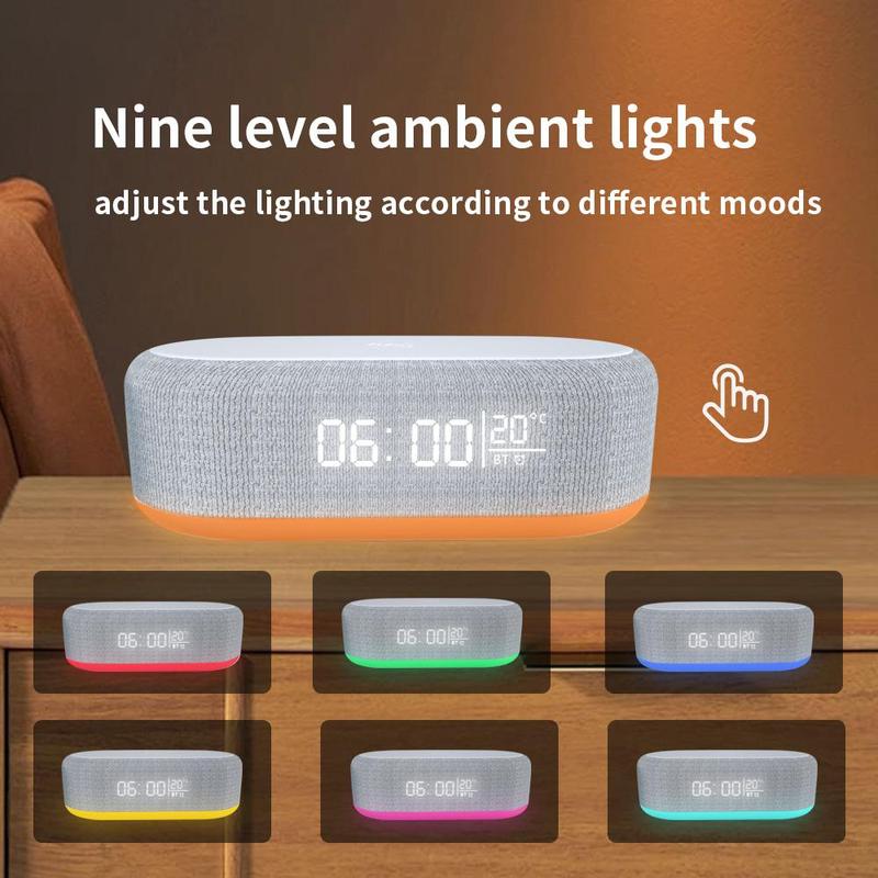 Multifunctional 6-in-1 Desktop Speaker, Creative Night Light with Alarm Clock, Wireless Charger Speaker, Bluetooth-compatible Speaker for Home Office - 4